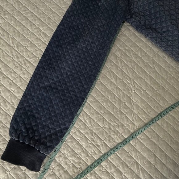 1.State Womens Quilted Bomber Jacket M Blue Cotton/Polyester Blend Ribbed Trim - Picture 9 of 9